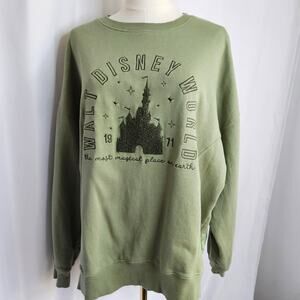 DISNEY L Olive Green "Most Magical Place on Earth" Embroidered